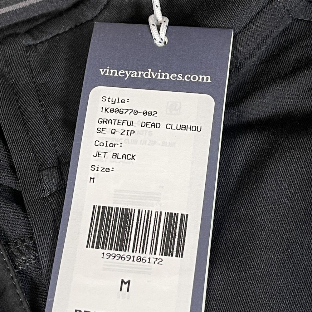 Vineyard Vines Grateful Dead Q-Zip Pullover Mens Medium Black Performance Golf - Picture 5 of 13